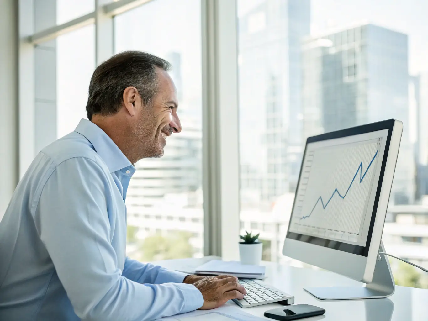 A dynamic image depicting an AI voice agent closing a sales deal, with visual cues emphasizing increased conversion rates and revenue growth.