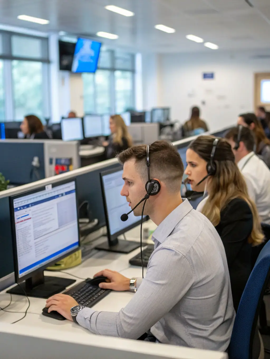 An image of a diverse team of customer service representatives, highlighting the ability of Agent AI Voice to augment and support human agents.